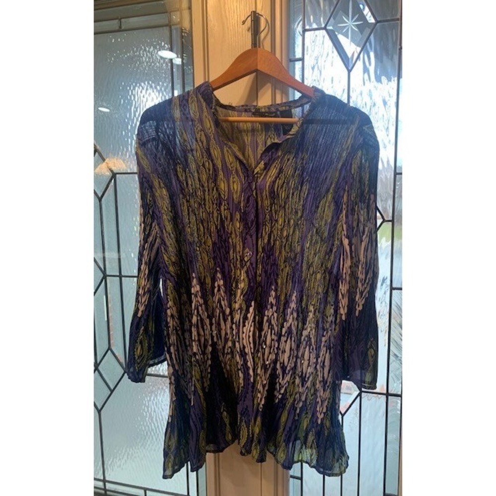 NEW Maggie Barnes Tunic Womens 2X Turquoise Artsy Cottage Core Plus‎ Size - Picture 12 of 16
